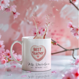 Snoep hart Valentijn   Beste leraar Monogram Koffiemok