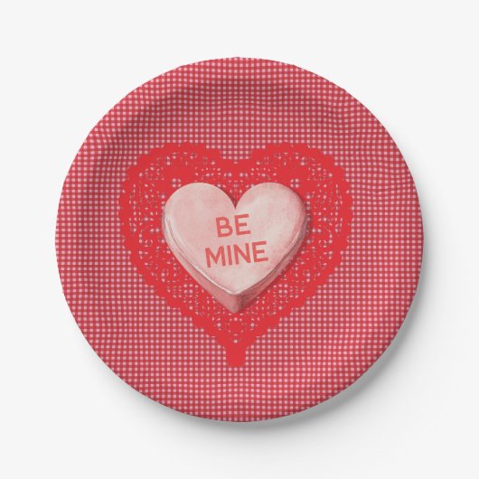 Snoep Hart Valentijn Papier Onderzetter Papieren Bordje (Voorkant)