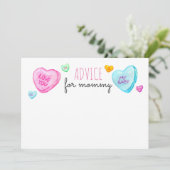 Snoep hart Valentijnsdag advies voor mama kaart (Staand voorkant)