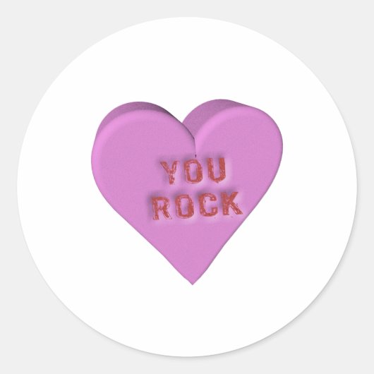 Snoep Hart "YOU ROCK" Ronde Sticker (Voorkant)