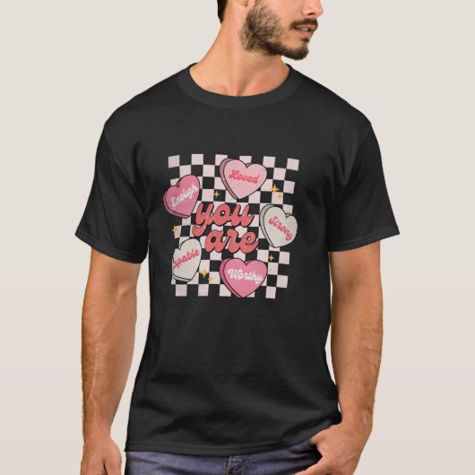 Snoep hart zelf liefde groovy happy Valentijn s da T-shirt (Voorkant)