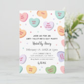Snoep Harten Anti-Valentijnsdag Party Uitnodiging (Staand voorkant)