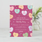 Snoep Harten Anti-Valentijnsdag Party Uitnodiging (Staand voorkant)