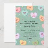 Snoep Harten Anti-Valentijnsdag Party Uitnodiging (Voorkant / Achterkant)