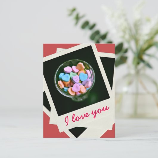 Snoep Harten, foto's, Valentijn, liefde Briefkaart (Staand voorkant)