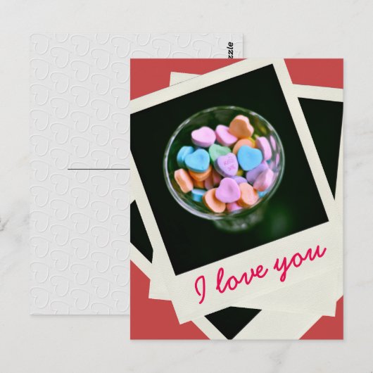 Snoep Harten, foto's, Valentijn, liefde Briefkaart (Voorkant / Achterkant)