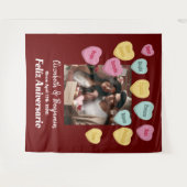 Snoep harten Happy Jubileum Spaans Wandkleed (Voorkant (horizontaal))