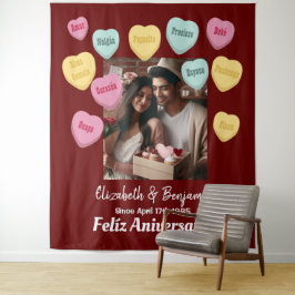 Snoep harten Happy Jubileum Spaans Wandkleed