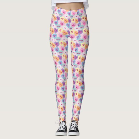 Snoep Harten Leggings (roze) (Voorkant)
