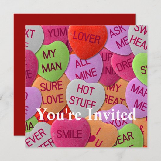 Snoep harten met zoete Gezegden Kaart (Voorkant / Achterkant)