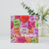 Snoep harten met zoete Gezegden Kaart (Staand voorkant)