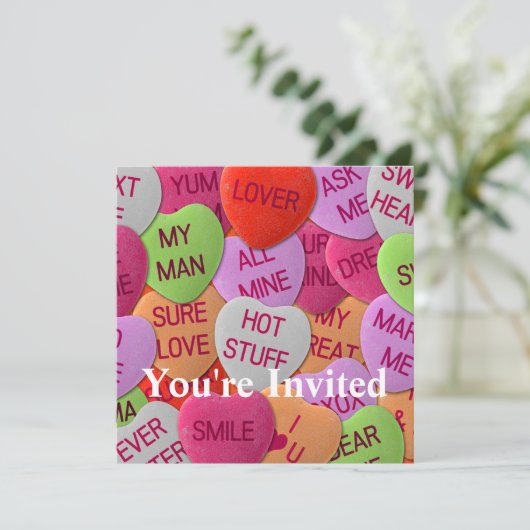 Snoep harten met zoete Gezegden Kaart (Staand voorkant)