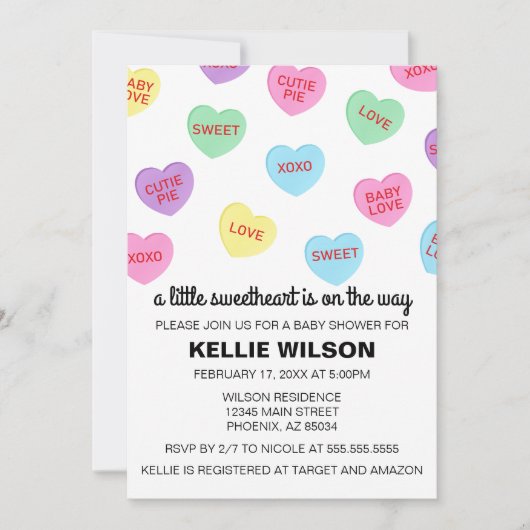 Snoep Harten Valentijn Baby shower Uitnodiging (Voorkant)