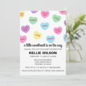Snoep Harten Valentijn Baby shower Uitnodiging (Staand voorkant)