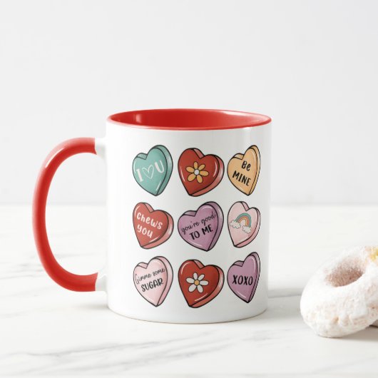 Snoep harten | Valentijn Snoep Heart Mok (Met donut)