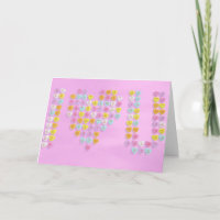 Snoep Harten Valentijns Kaart met roze achtergrond