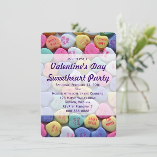 Snoep Harten Valentijnsdag Kaart (Staand voorkant)