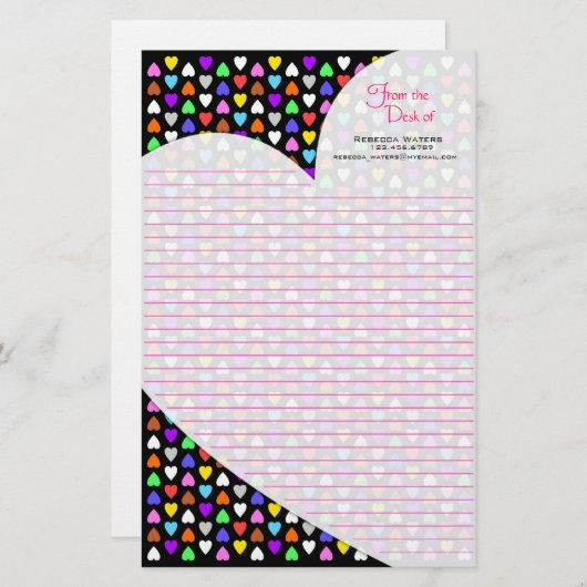 Snoep hartenpapier briefpapier (Voorkant / Achterkant)