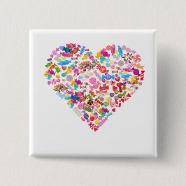 Snoep Hartvorm Design Valentijnsdag Gifts Vierkante Button 5,1 Cm