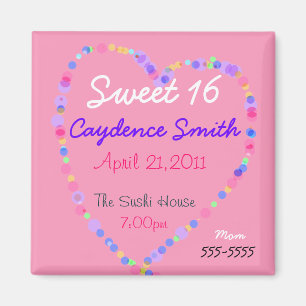 Snoep Heart Sweet 16 Birthday Magneet