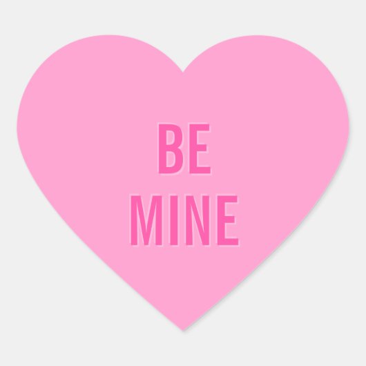 SNOEP HEART Valentijn "Be Mine Pink" Hart Sticker (Voorkant)