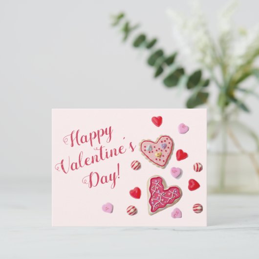 Snoep Hearts Custom Message Valentijn Briefkaart (Staand voorkant)
