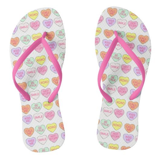 Snoep Hearts Love Valentijnsdag Pastel Sweet Teenslippers (Voetbed)