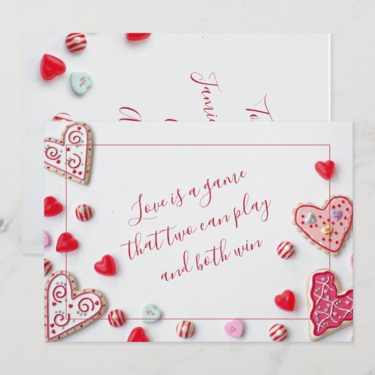 Snoep Hearts Romance Love Verse Feestdagenkaart (Voorkant / Achterkant)