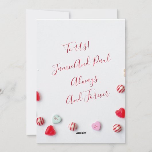 Snoep Hearts Romance Love Verse Feestdagenkaart (Achterkant)