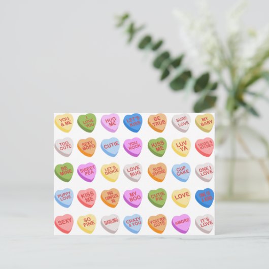Snoep Hearts Valentijnsdag Briefkaart (Staand voorkant)