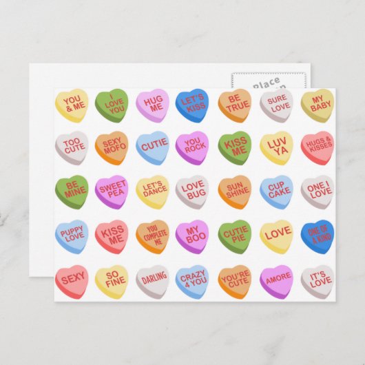 Snoep Hearts Valentijnsdag Briefkaart (Voorkant / Achterkant)