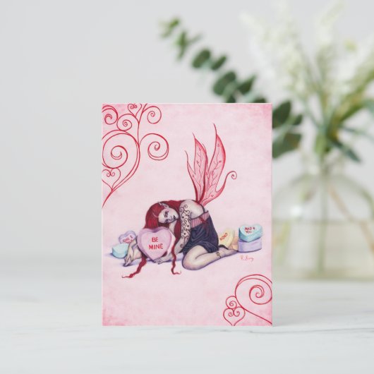 Snoep Hearts Valentijnsdag Fairy Briefkaart (Staand voorkant)