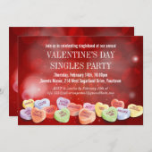 Snoep Hearts Valentijnsdag Singles Party Kaart (Voorkant / Achterkant)