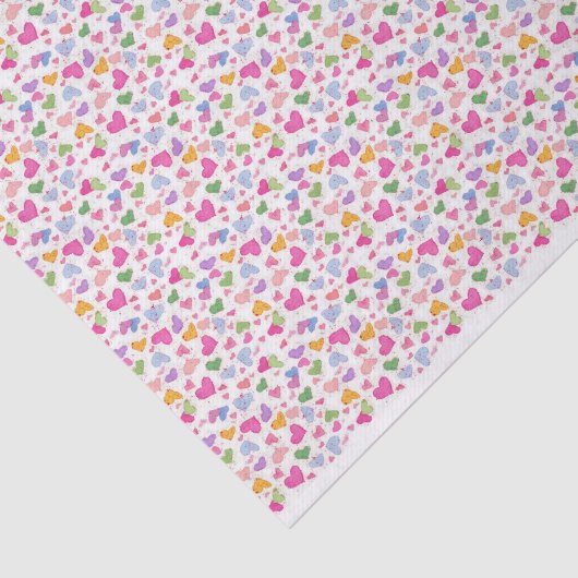 Snoep Hearts Waterverf Pastel Roze Sinaasappel Tissuepapier (Detail)