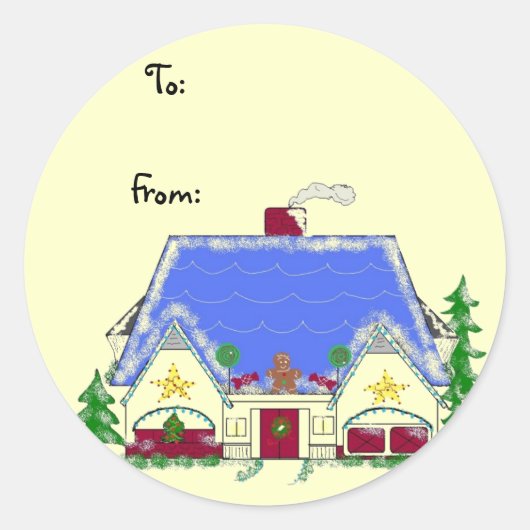 Snoep Huis Ronde Sticker (Voorkant)