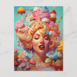 Snoep Ice Cream Girl Surreal Fantasy Art Briefkaart