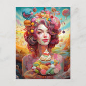 Snoep Ice Cream Girl Surreal Fantasy Art Briefkaart (Voorkant)