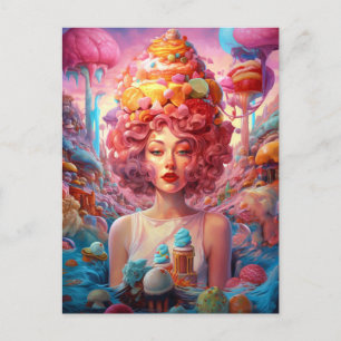 Snoep Ice Cream Girl Surreal Fantasy Art Briefkaart