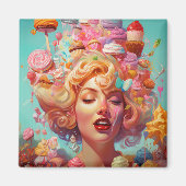 Snoep Ice Cream Girl Surreal Fantasy Art Magneet (Voorkant)