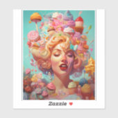 Snoep Ice Cream Girl Surreal Fantasy Art Sticker (Vel)