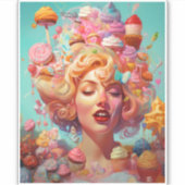 Snoep Ice Cream Girl Surreal Fantasy Art Sticker (Voorkant)