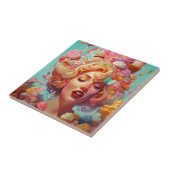 Snoep Ice Cream Girl Surreal Fantasy Art Tegeltje (Zijkant)