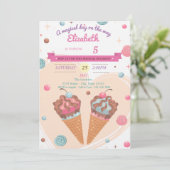 Snoep Ice Creams Birthday Uitnodiging (Staand voorkant)