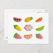 Snoep in de vorm van groenten en fruit briefkaart (Voorkant / Achterkant)