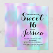 Snoep Ink Liquid Marble Pink Sweet 16 Uitnodiging (Voorkant / Achterkant)