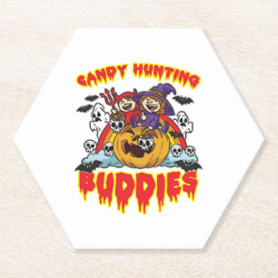 Snoep Jacht Buddies Halloween Twin Costume Kartonnen Onderzetters