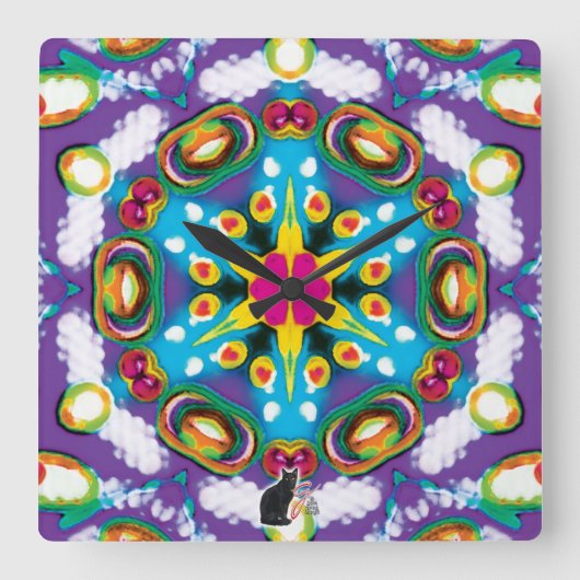 Snoep Kaleidoscoop Vierkante Klok (Voorkant)
