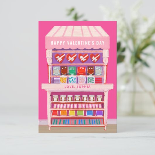 Snoep Kart geïllustreerde Valentijn Classroom Foto Kaart (Staand voorkant)