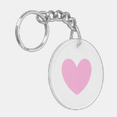 Snoep katoen Roze hart op wit Sleutelhanger (Voorkant Links)