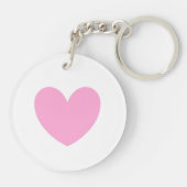 Snoep katoen Roze hart op wit Sleutelhanger (Achterkant)